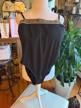 Michael Kors Black Logo-Trim Strap Bodysuit